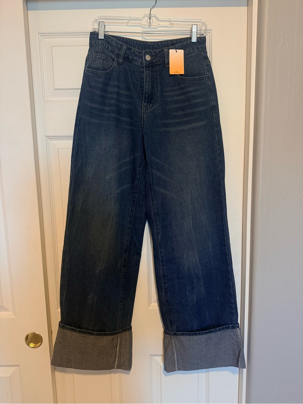 Forever 21 Dark Blue Wide Leg High-Rise Jeans